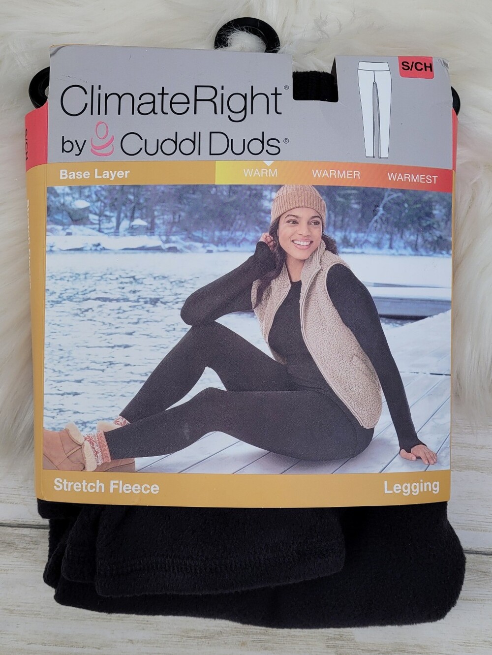 ClimateRight Cuddl Duds Black Fleece High Rise Base Layer Leggings Women's Small